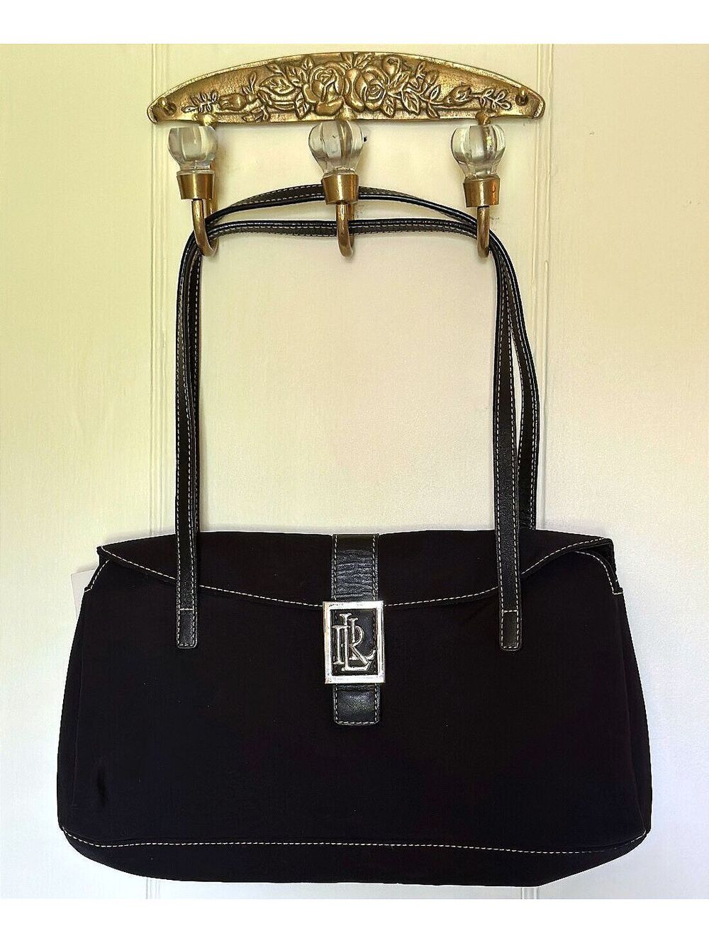 VINTAGE Y2K LAUREN RALPH LAUREN NYLON AND LEATHER TRIM BAG